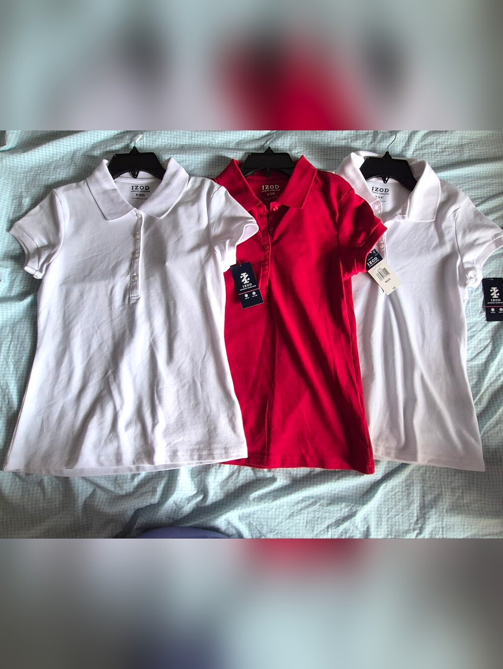 Lot of 3 IZOD School Uniform Polos - Red And White Short Sleeve Size 6-8MYouth